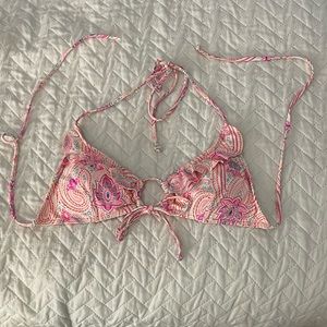 Rip Curl pink paisley bikini top, size Medium